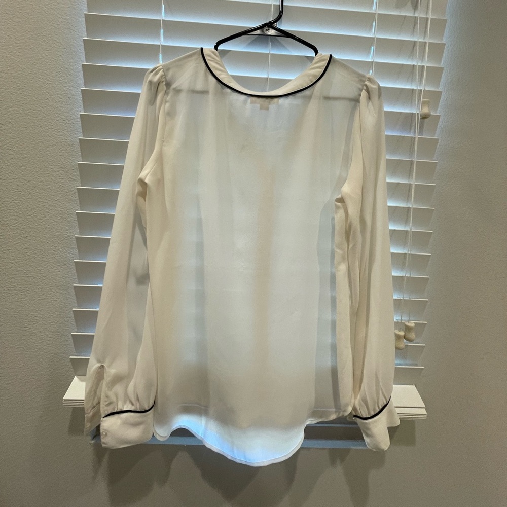 LOFT White Tie Blouse - Picture 3 of 3